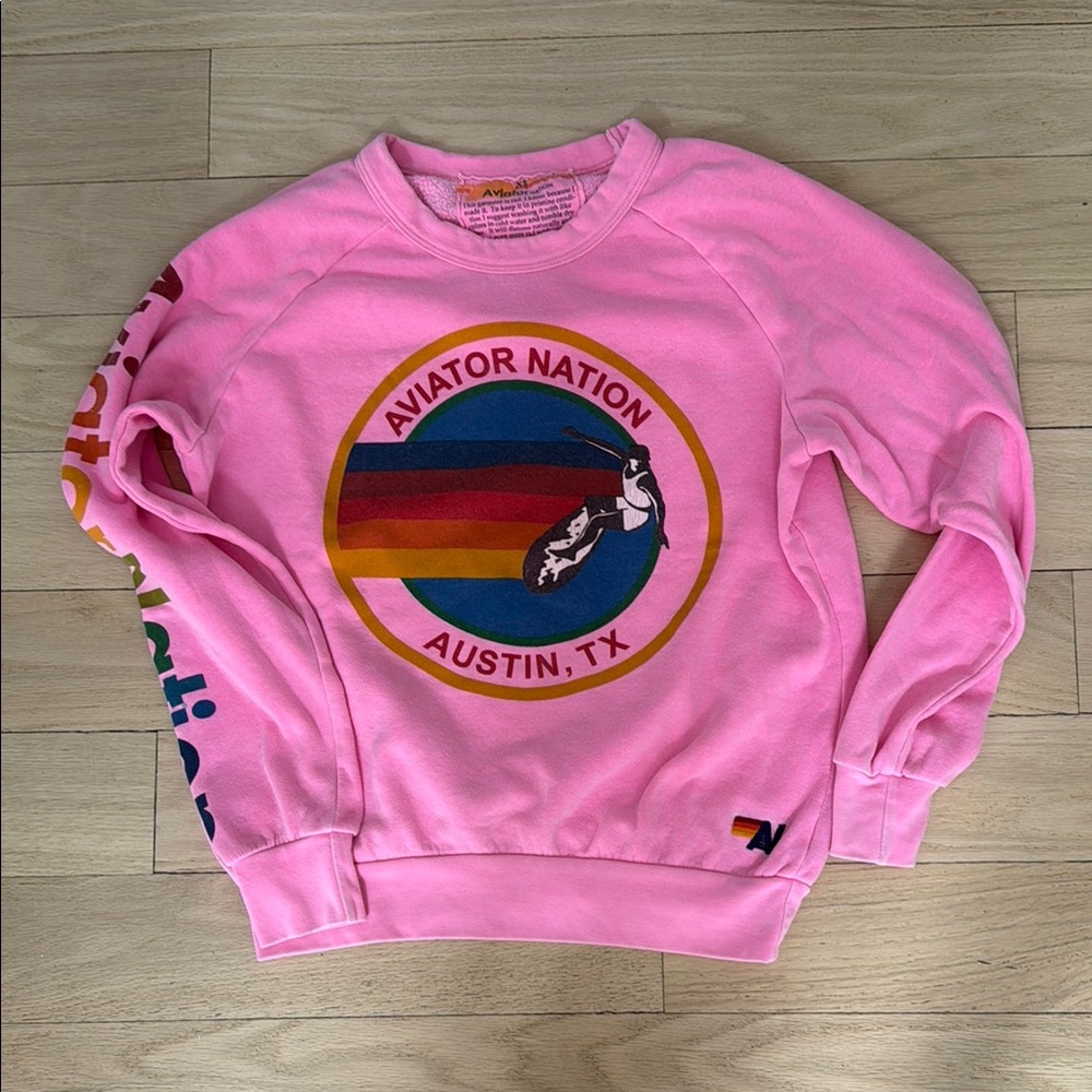 Aviator Nation Pink Rainbow Graphic Hoodie